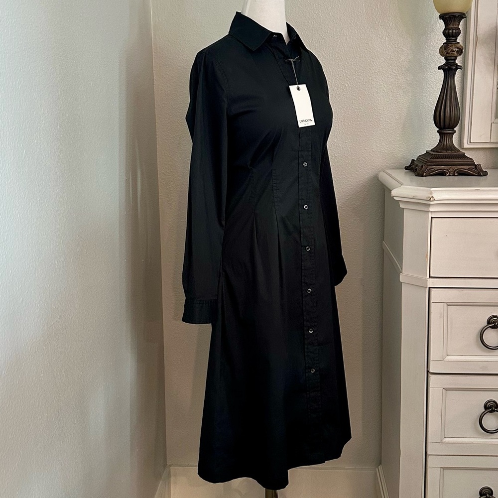 Untuckit Milan Stretch Cotton Button Up Dress‎ Black Office Travel Casual Size 6 - Picture 3 of 16